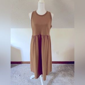 A New Day Ballet Midi Dress Tan Brown Sz L NWOT